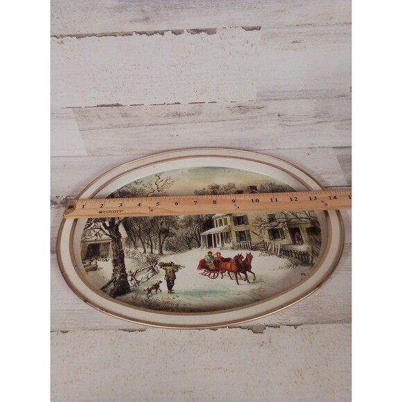 American Homestead Winter 10 Serving Tray By Currier And Ives - Picture 11 of 16